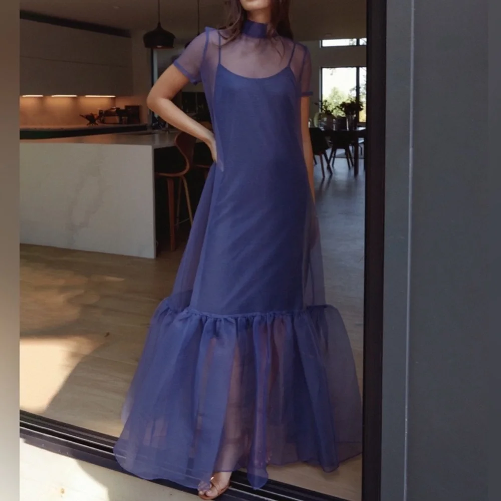 Staud Calluna Maxi Dress in Navy - Picture 2 of 11